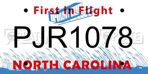PJR1078 North Carolina License Plate