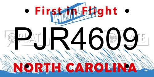 PJR4609 North Carolina License Plate