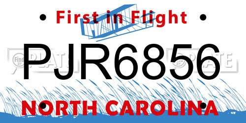 PJR6856 North Carolina License Plate