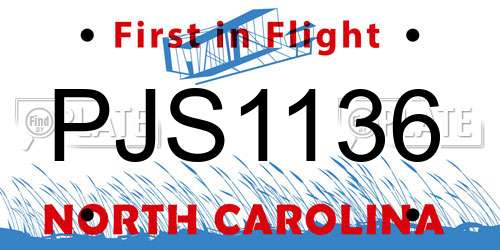 PJS1136 North Carolina License Plate