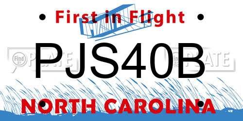 PJS40B North Carolina License Plate