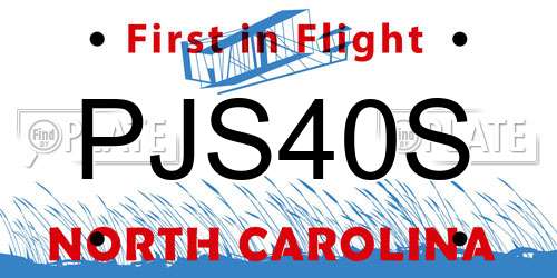 PJS40S North Carolina License Plate