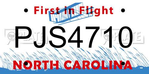 PJS4710 North Carolina License Plate