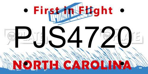 PJS4720 North Carolina License Plate