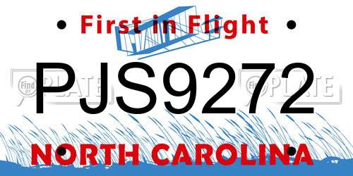 PJS9272 North Carolina License Plate