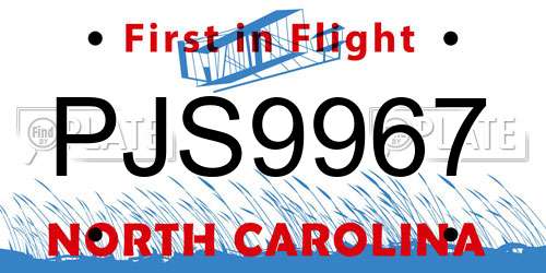PJS9967 North Carolina License Plate