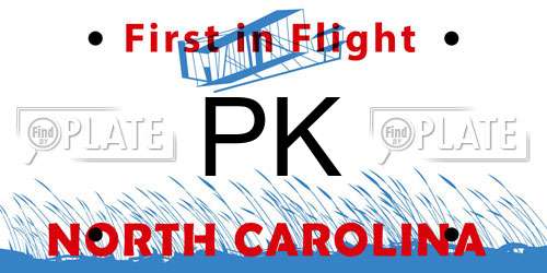 PK North Carolina License Plate