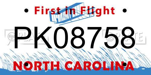 PK08758 North Carolina License Plate