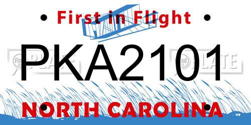 PKA2101 North Carolina License Plate