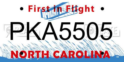 PKA5505 North Carolina License Plate