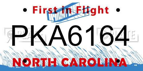 PKA6164 North Carolina License Plate