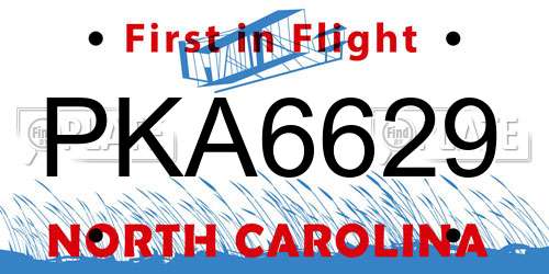 PKA6629 North Carolina License Plate