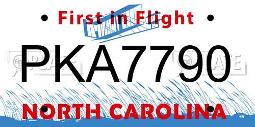PKA7790 North Carolina License Plate