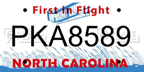 PKA8589 North Carolina License Plate