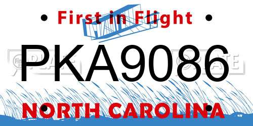 PKA9086 North Carolina License Plate