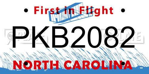 PKB2082 North Carolina License Plate