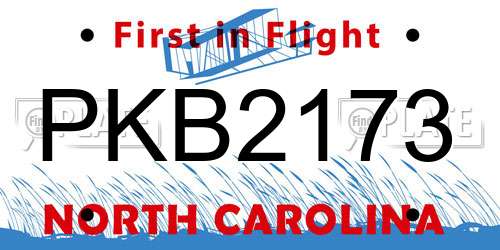 PKB2173 North Carolina License Plate
