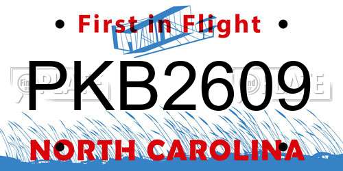 PKB2609 North Carolina License Plate