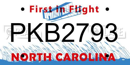 PKB2793 North Carolina License Plate