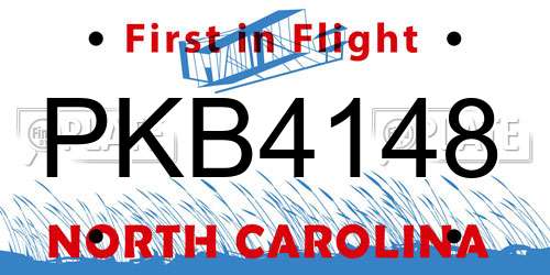PKB4148 North Carolina License Plate