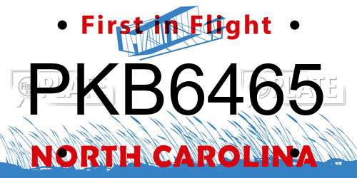 PKB6465 North Carolina License Plate
