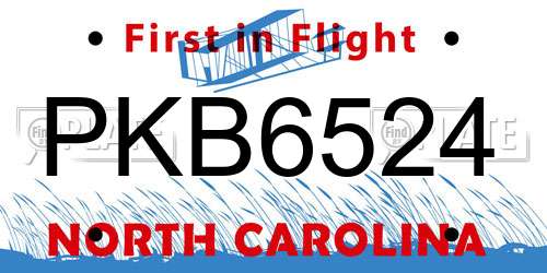 PKB6524 North Carolina License Plate