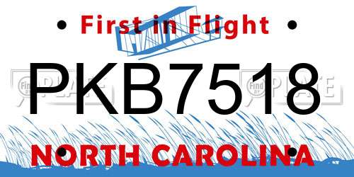 PKB7518 North Carolina License Plate