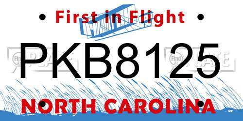PKB8125 North Carolina License Plate
