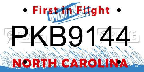 PKB9144 North Carolina License Plate