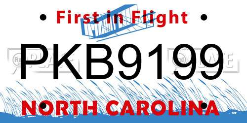 PKB9199 North Carolina License Plate