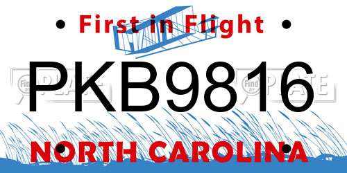 PKB9816 North Carolina License Plate