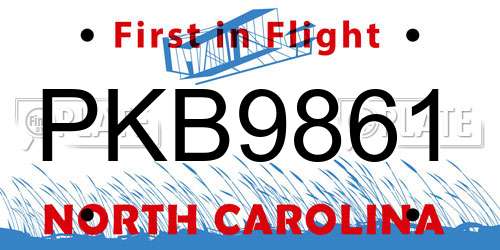 PKB9861 North Carolina License Plate