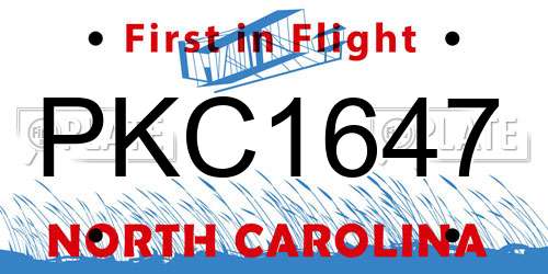 PKC1647 North Carolina License Plate