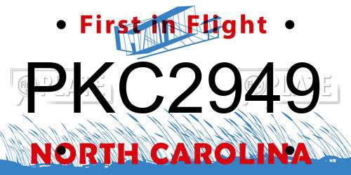 PKC2949 North Carolina License Plate