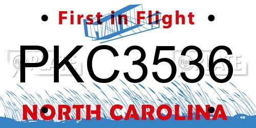 PKC3536 North Carolina License Plate