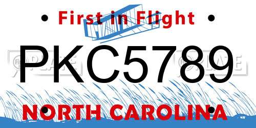 PKC5789 North Carolina License Plate