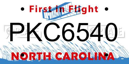 PKC6540 North Carolina License Plate