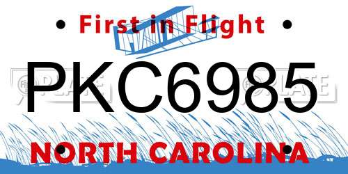 PKC6985 North Carolina License Plate