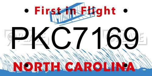 PKC7169 North Carolina License Plate