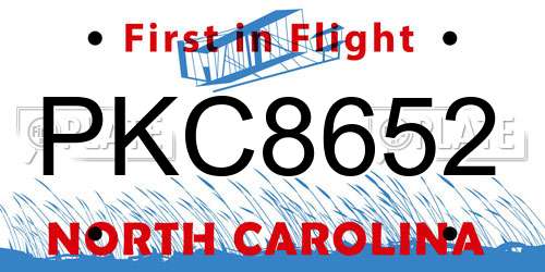 PKC8652 North Carolina License Plate