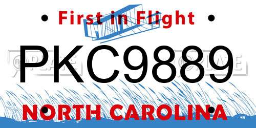 PKC9889 North Carolina License Plate