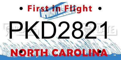 PKD2821 North Carolina License Plate