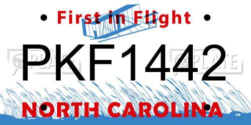 PKF1442 North Carolina License Plate