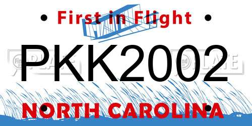 PKK2002 North Carolina License Plate