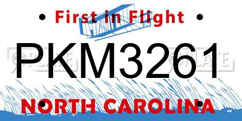 PKM3261 North Carolina License Plate
