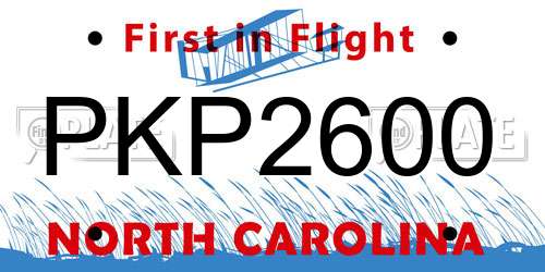 PKP2600 North Carolina License Plate