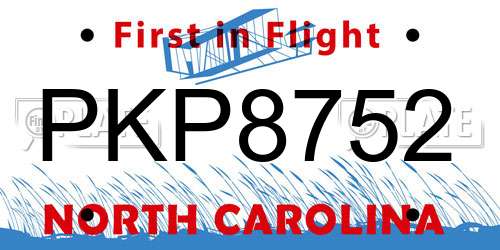 PKP8752 North Carolina License Plate