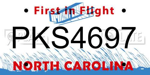 PKS4697 North Carolina License Plate