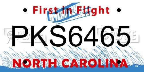 PKS6465 North Carolina License Plate