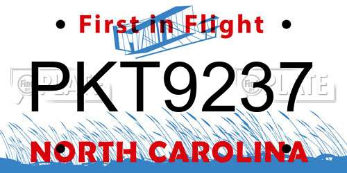 PKT9237 North Carolina License Plate